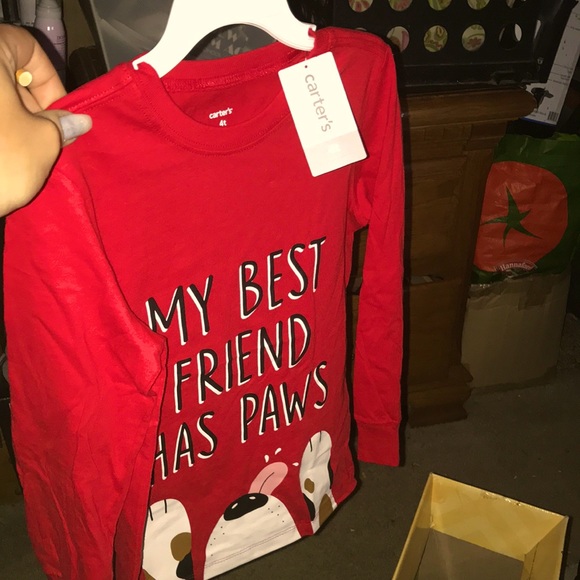 CARTERS 4T Boys Long Sleeve Tee (red) NEW/TAG Paws - Picture 1 of 11